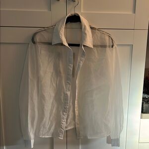 White Sheer Button-Up Shirt